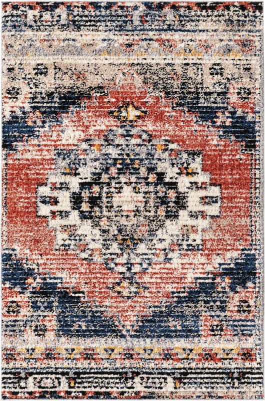 4' x 6' Burton · Border rug, rust red