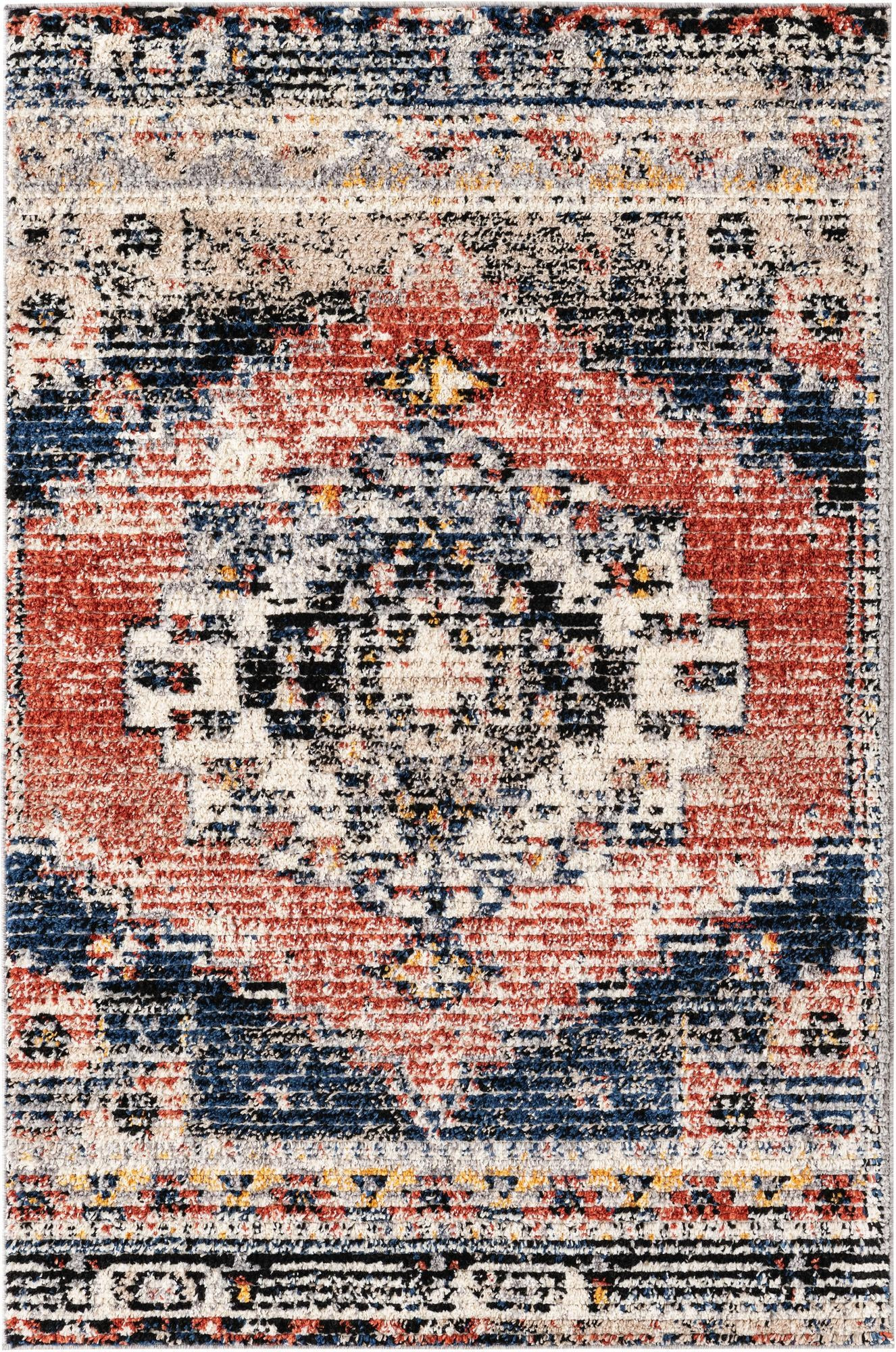 4' x 6' Burton · Border rug, rust red