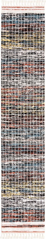 2' 7 x 13' Kenney · Grid rug, black and multi