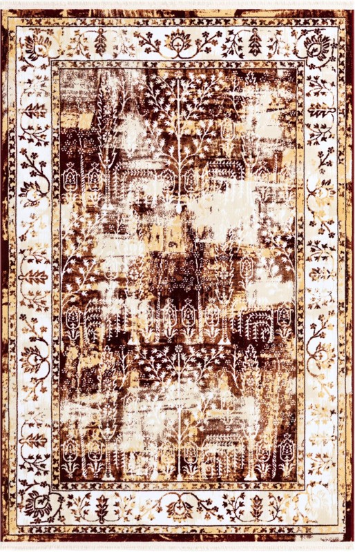 4' x 6' Bushnell · Border rug, burgundy red