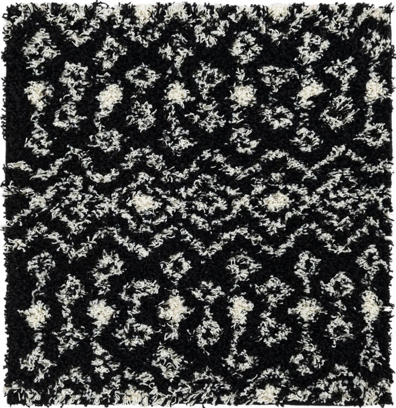 Bayley · Geometric shag rug, black and cream