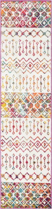 2' x 8' Vernon · Geometric tribal rug, ivory multi