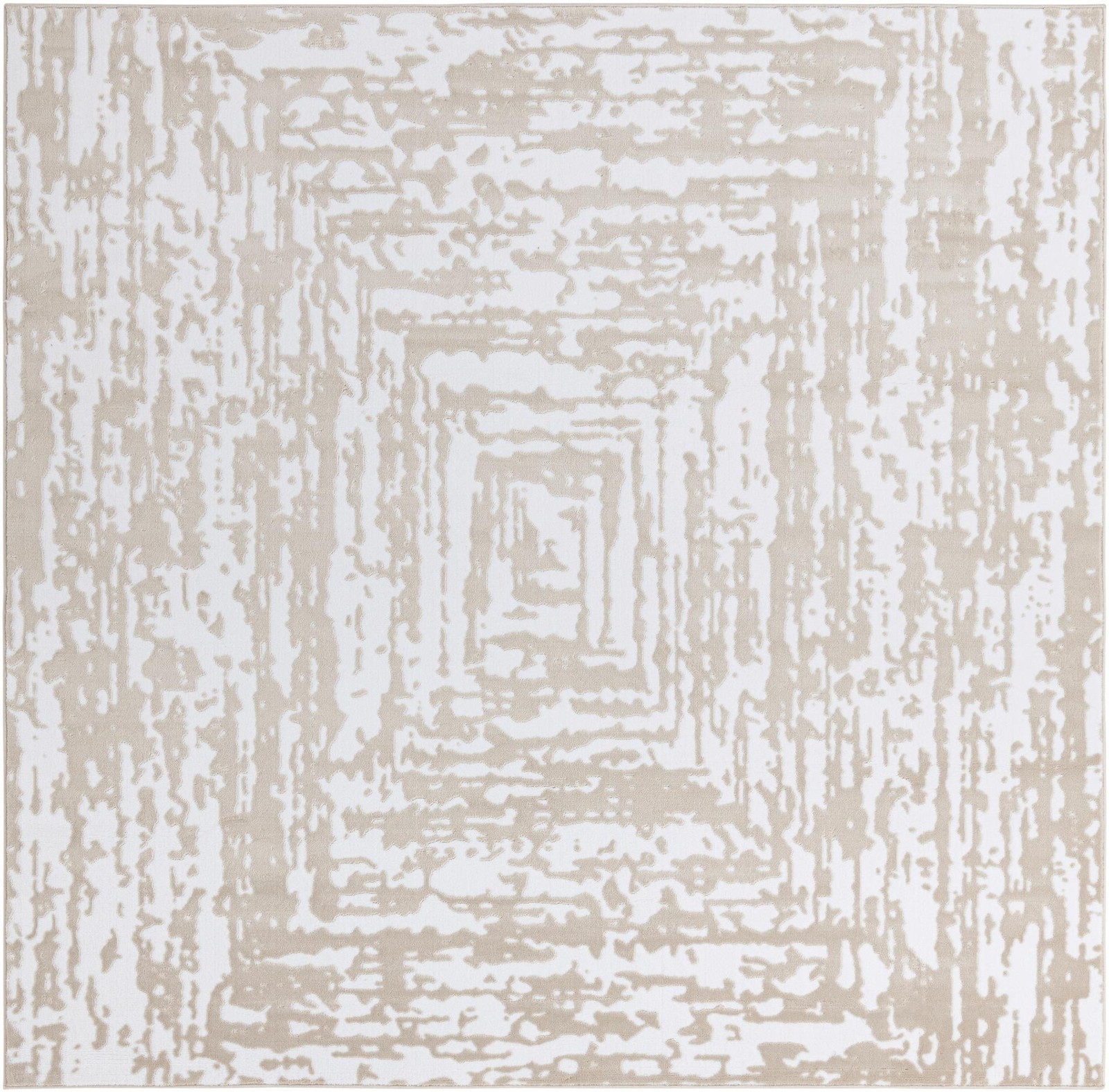 7' 10 x 7' 10 Wrenfield · Abstract bordered rug, bone and beige