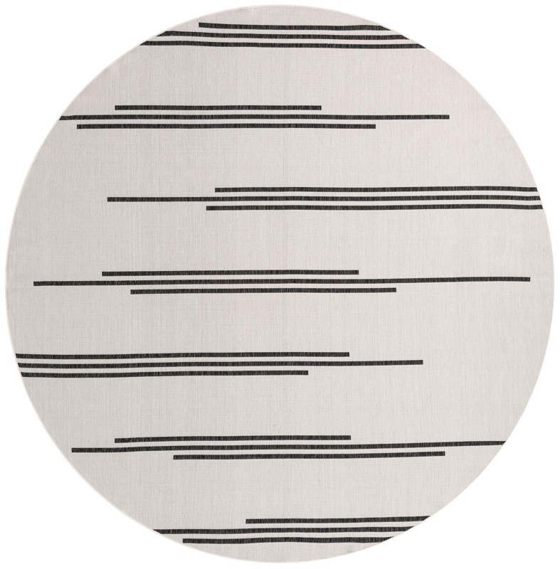 12' x 12' Farrow · Linear Outdoor Rug, black and white
