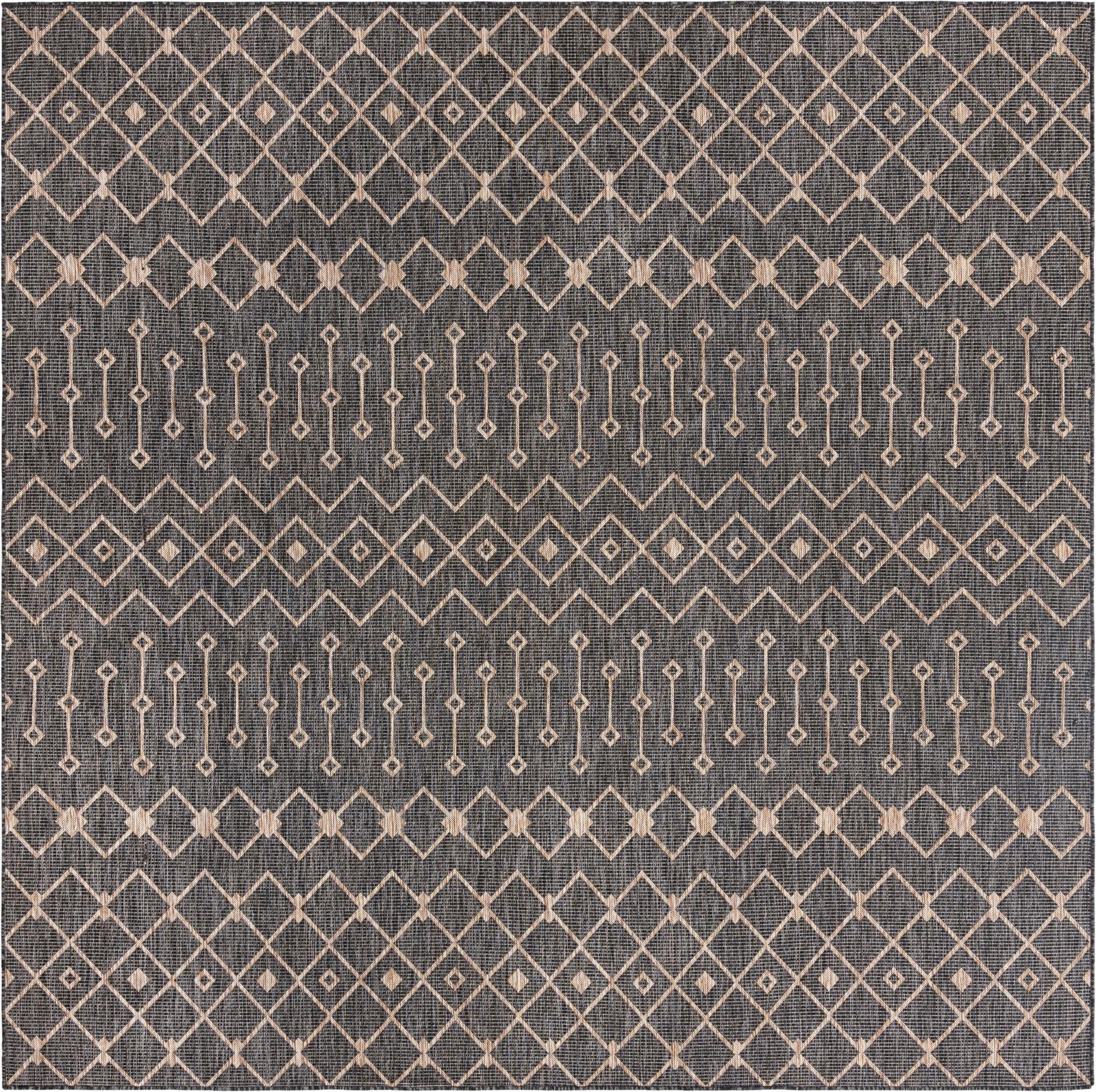 10' 8 x 10' 8 Kearney · Geometric diamond Outdoor Rug, charcoal and natural