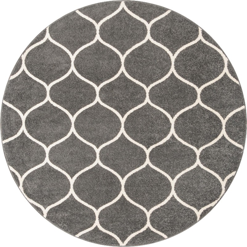 7' x 7' Ingram · Lattice rug, dark gray and ivory