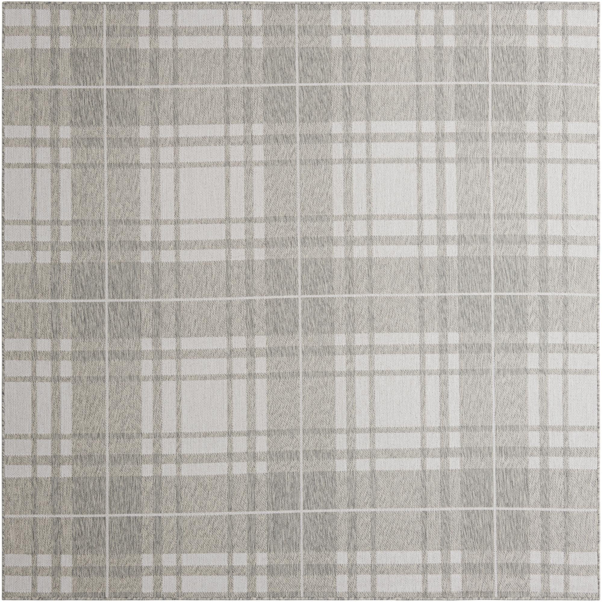 7' 10 x 7' 10 Maguire · Plaid Outdoor Rug, gray