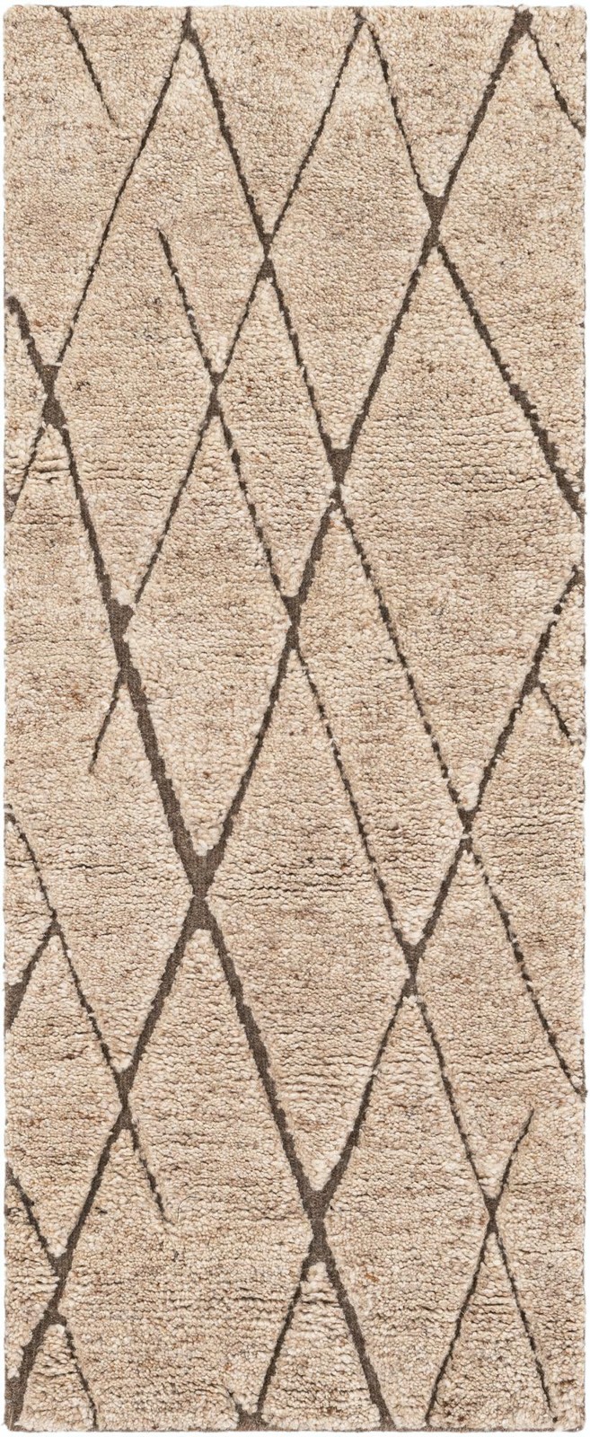 2' x 5' 1 Geary · Diamond Wool Shag Rug, camel and dark brown