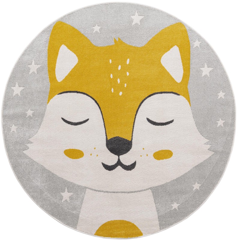 7' 10 x 7' 10 Banbury · Fox rug, gray and yellow