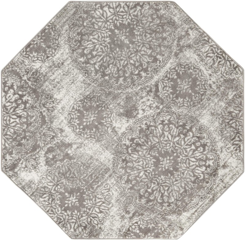 Blakemore · Distressed medallion rug, gray and ivory