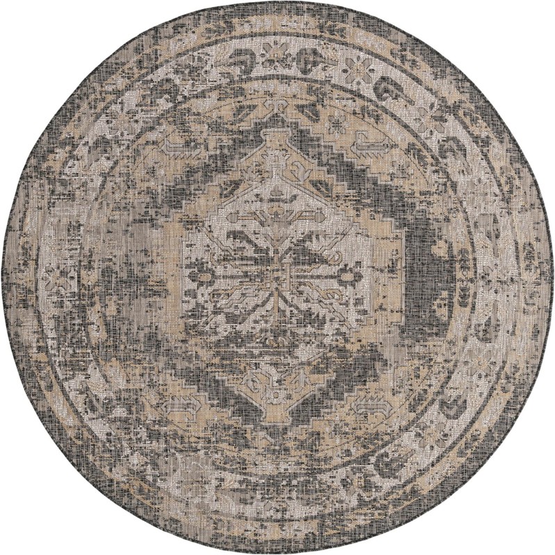 7' 10 x 7' 10 Wylie · Border Outdoor Rug, charcoal