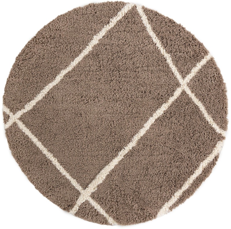10' x 10' Rockingham · Diamond lattice shag rug, khaki and ivory