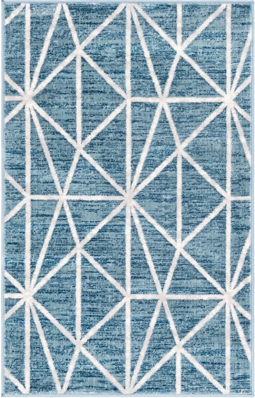 3' 3 x 5' 3 Gilman · Geometric rug, blue and ivory