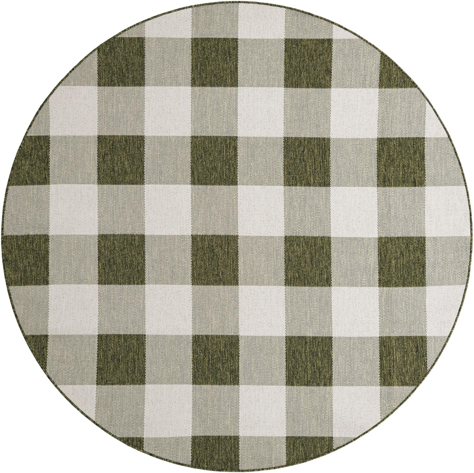 7' 10 x 7' 10 Ramona · Checkered Outdoor Rug, green and ivory