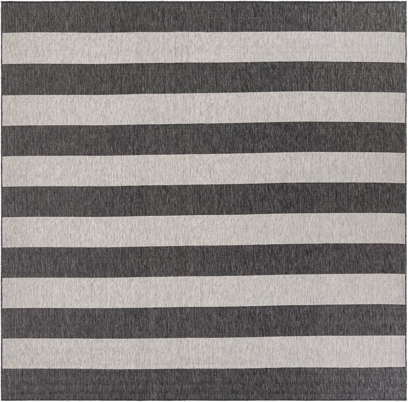 Dahlia · Striped Outdoor Rug, charcoal