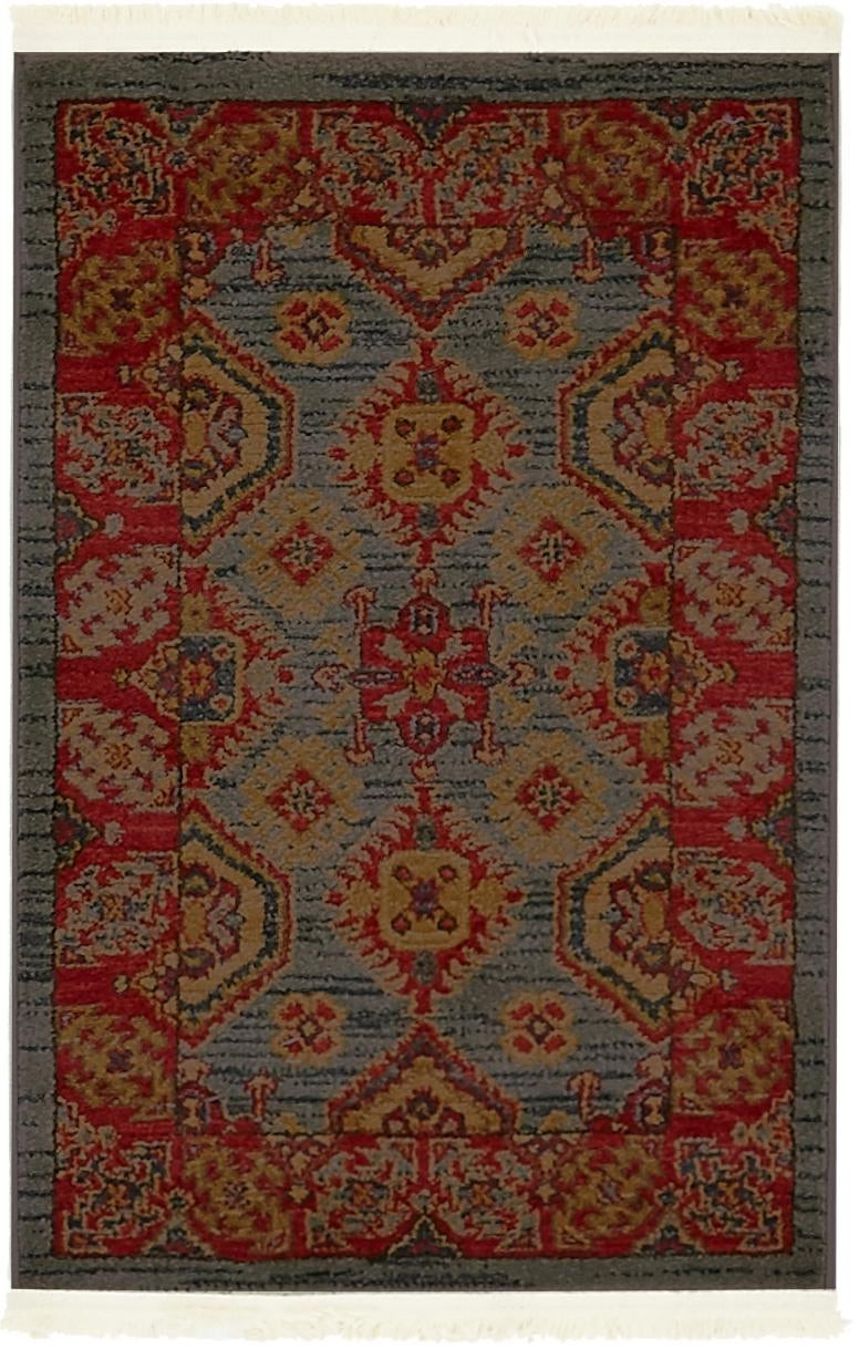 2' x 3' Rainey · Traditional medallion rug, blue and red