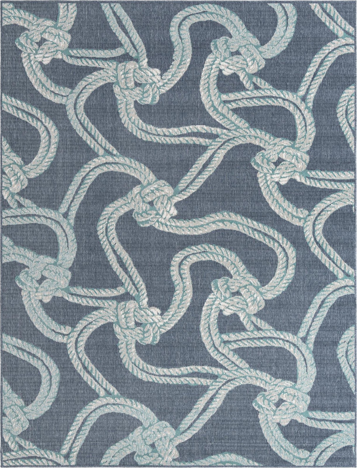 7' 10 x 10' Calder · Nautical rope Outdoor Rug, navy and ivory