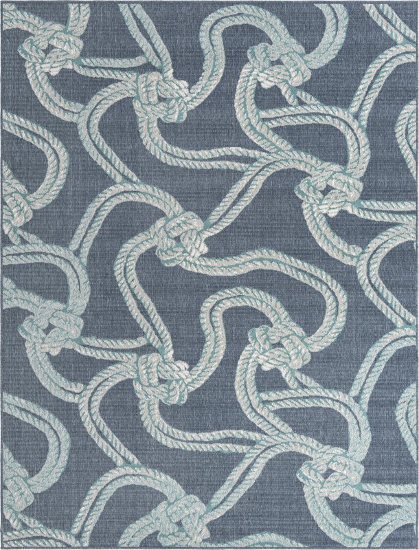 Calder · Nautical rope Outdoor Rug, navy and ivory