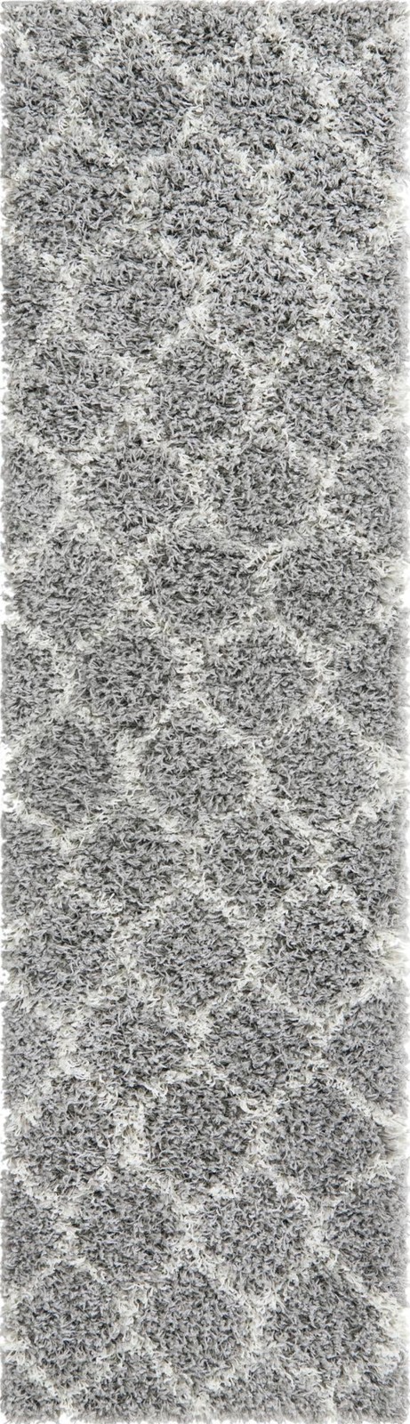 2' x 7' Barnett · Lattice Shag Rug, gray and ivory