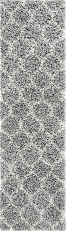 2' x 7' Barnett · Lattice Shag Rug, gray and ivory