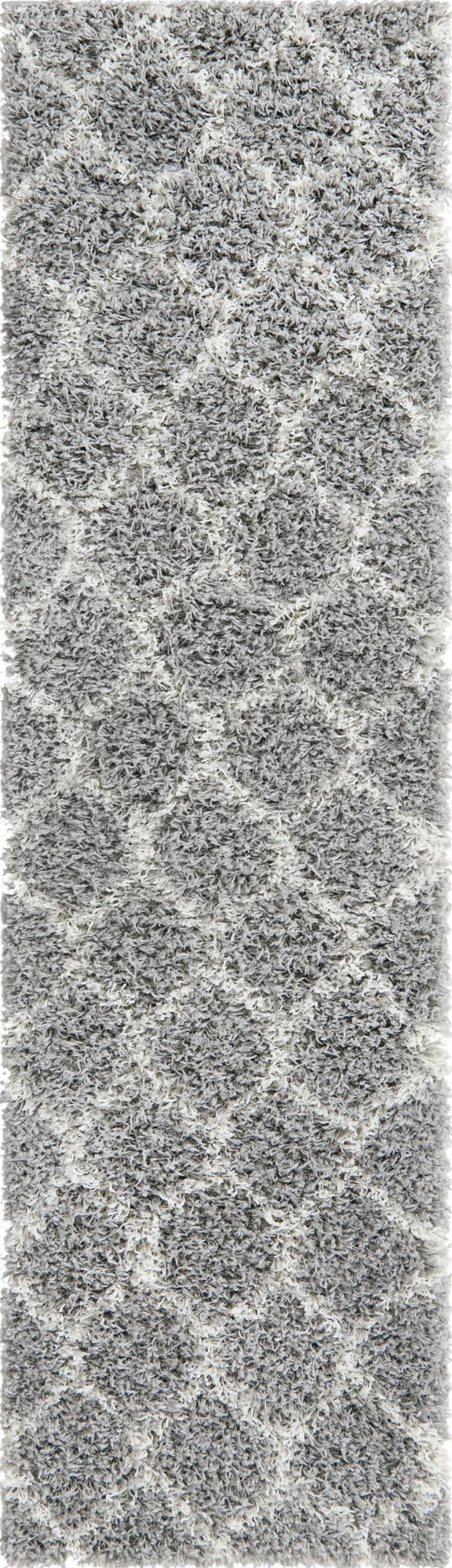 2' x 7' Barnett · Lattice Shag Rug, gray and ivory