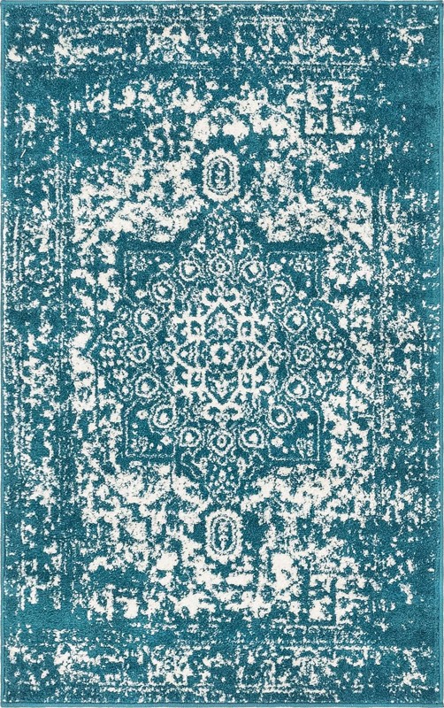 3' x 5' 3 Birch · Border rug, turquoise