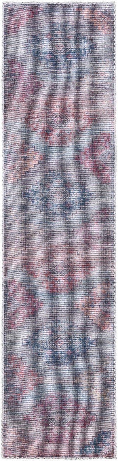 2' x 7' 10 Perley · Geometric medallion Washable Rug, antique blue