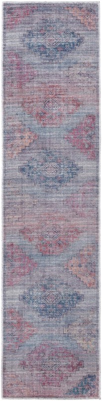 Perley · Geometric medallion Washable Rug, antique blue