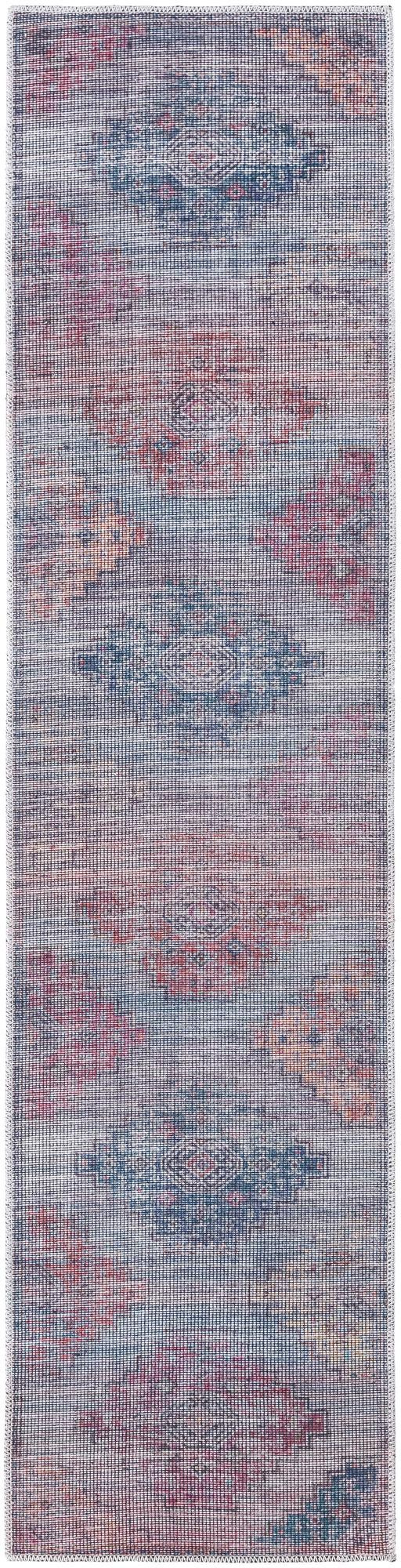 2' x 7' 10 Perley · Geometric medallion Washable Rug, antique blue