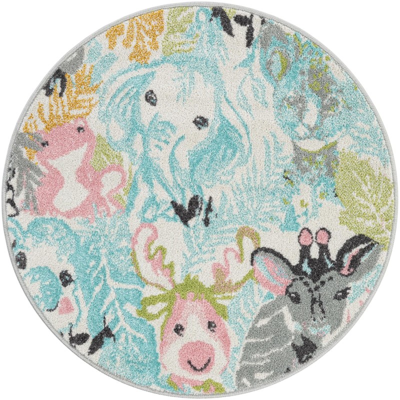 3' x 3' Bowen · Pictoral rug, multi