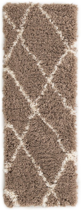 2' x 6' Rockingham · Diamond Shag Rug, khaki