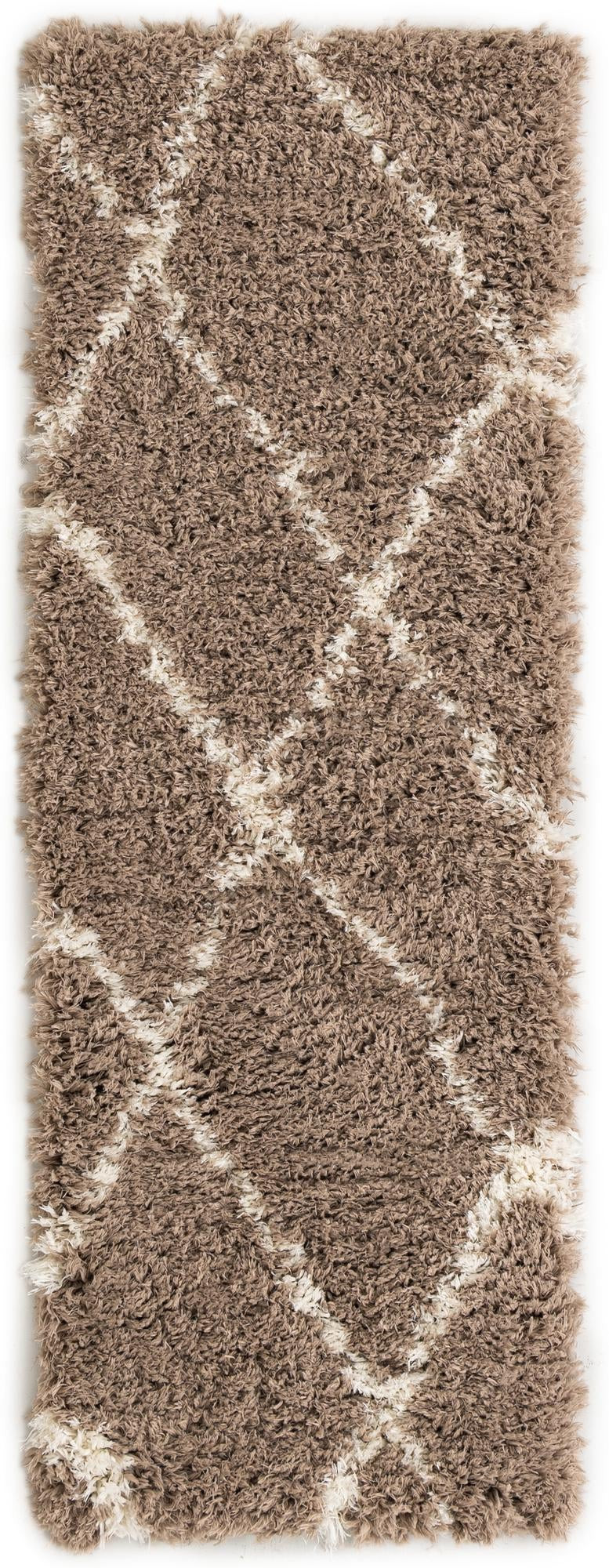 2' x 6' Rockingham · Diamond Shag Rug, khaki