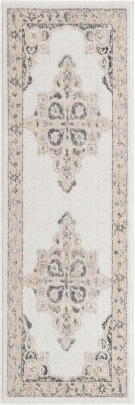 Selby · Medallion rug, ivory and gray