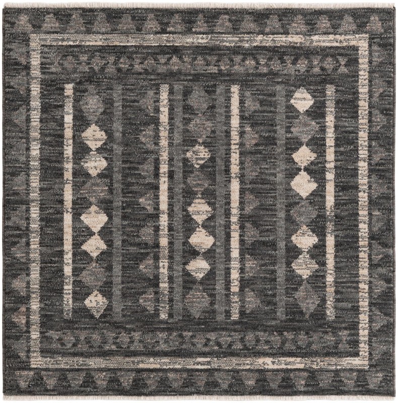 Kearny · Geometric diamond rug, charcoal and ivory