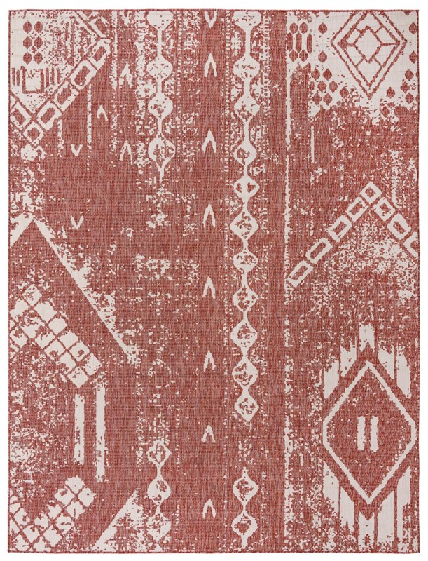 9' x 12' Wildman · Chevron Outdoor Rug, rust red