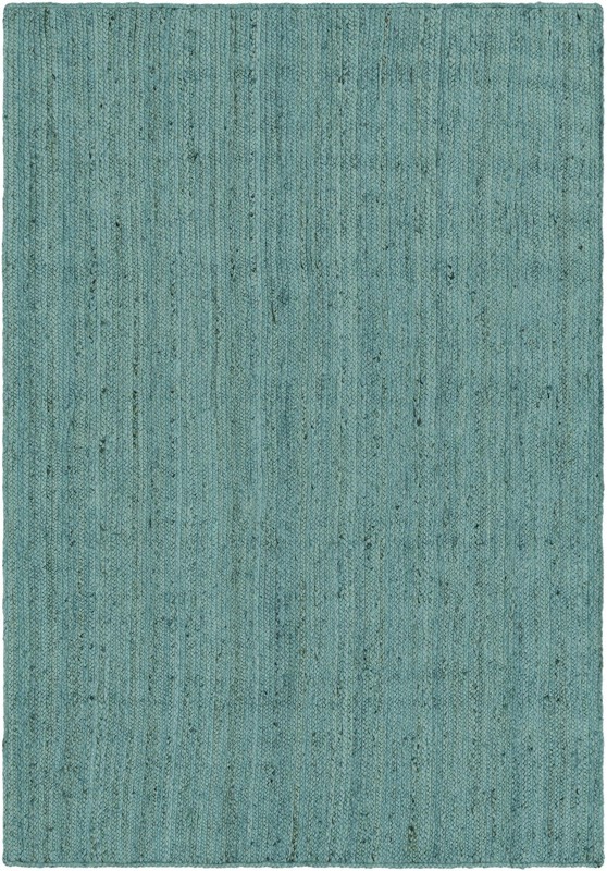 6' 1 x 9' Marlin · Solid Braided Jute Rug, turquoise