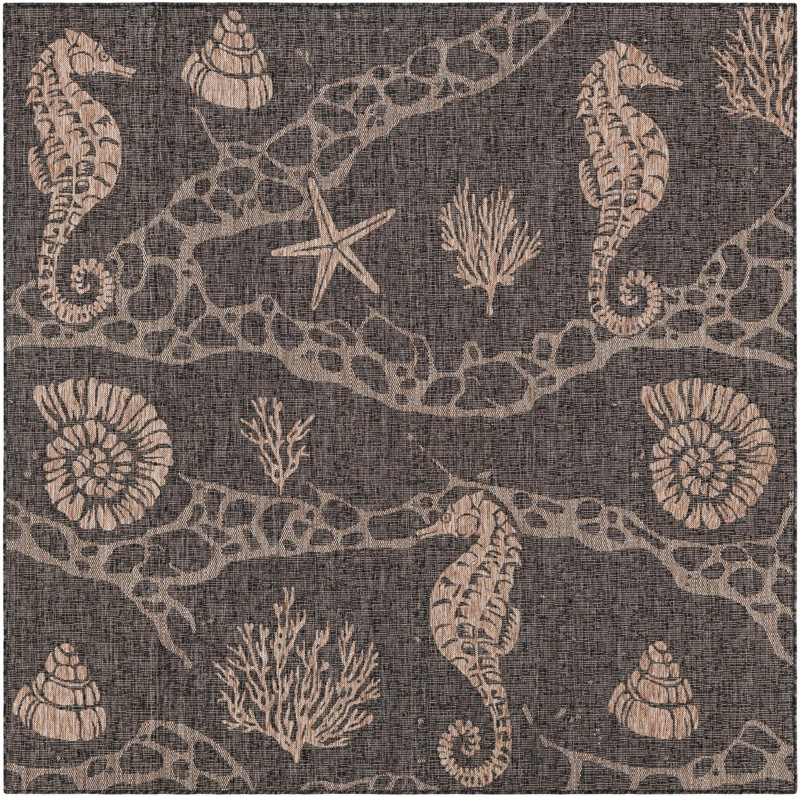7' 10 x 7' 10 Daly · Pictoral Outdoor Rug, black