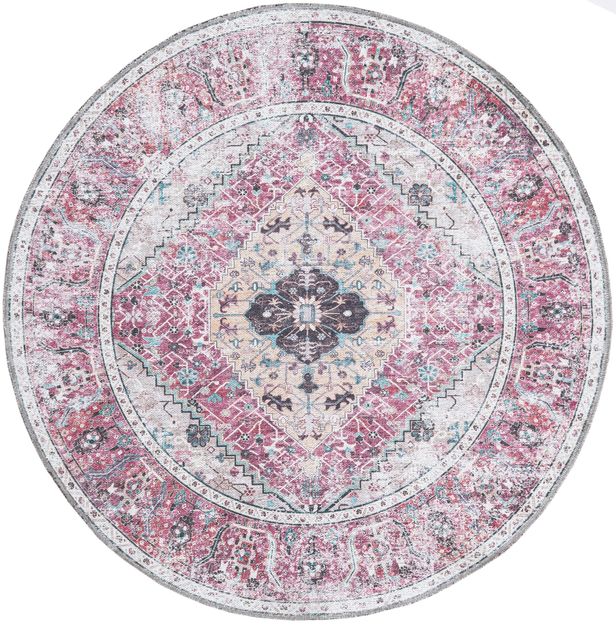 4' x 4' Trillium · Medallion Washable Rug, coral and ivory