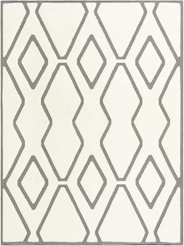Armstead · Geometric trellis rug, ivory and black