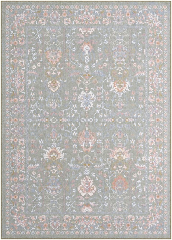 7' 10 x 11' Sandys · Floral Washable Rug, sage and blush
