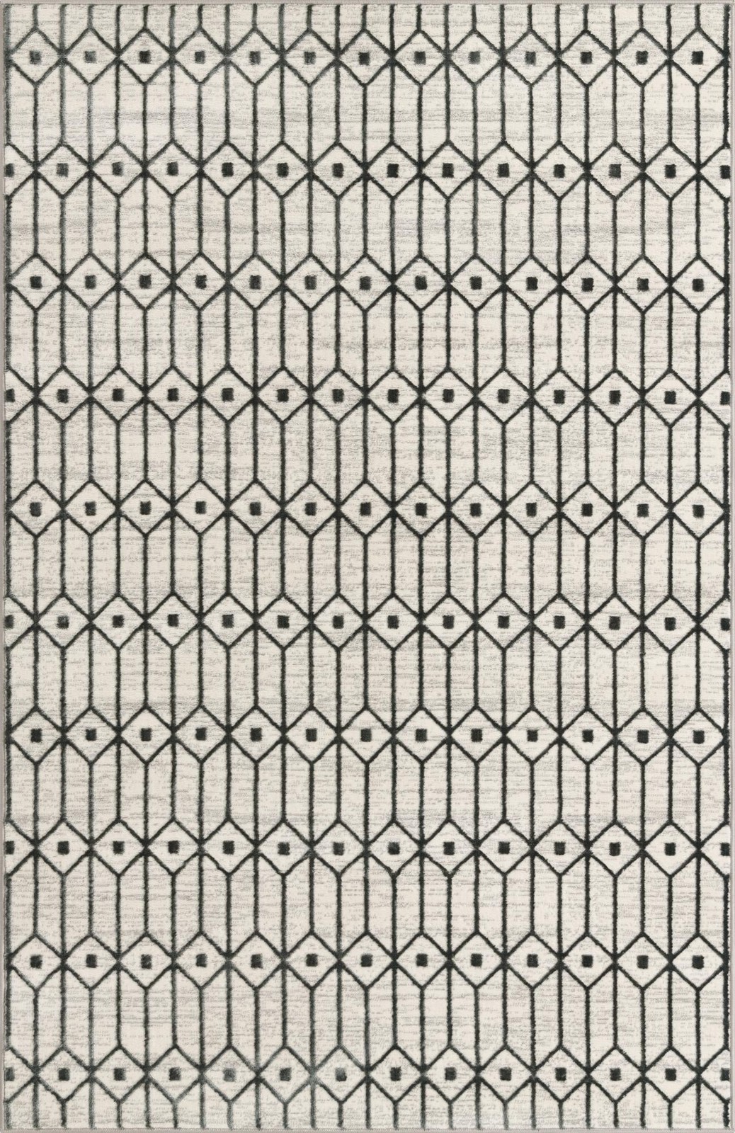 5' x 8' Wharton · Geometric lattice rug, white and gray