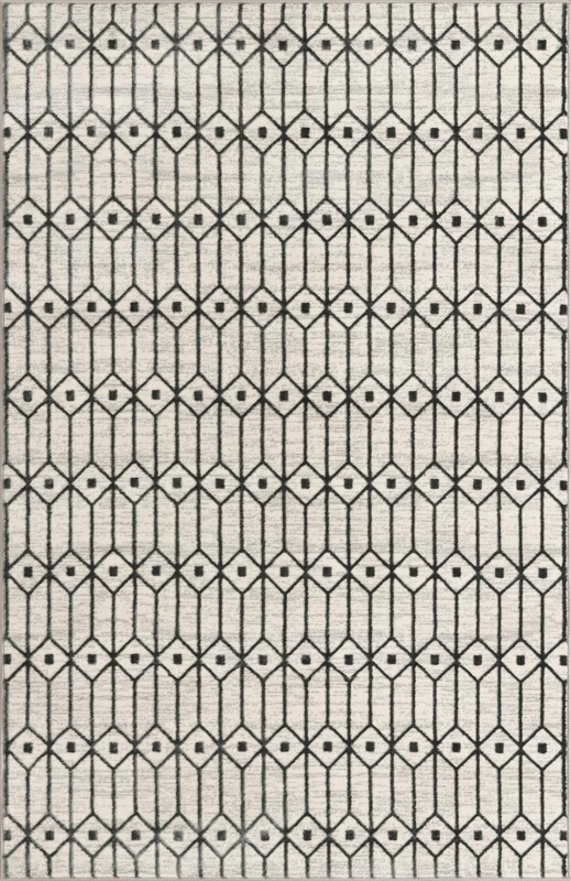 5' x 8' Wharton · Geometric lattice rug, white and gray
