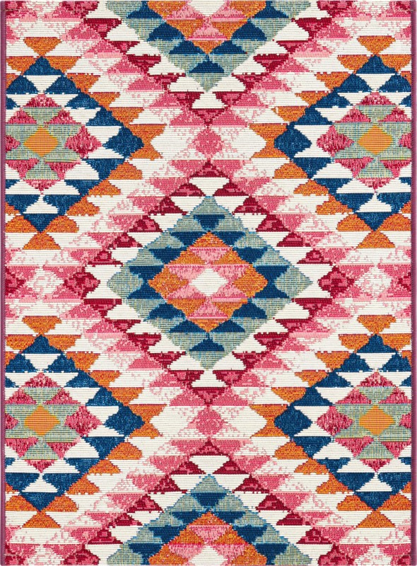 2' x 3' Lomax · Geometric diamond Outdoor Rug, pink and multi