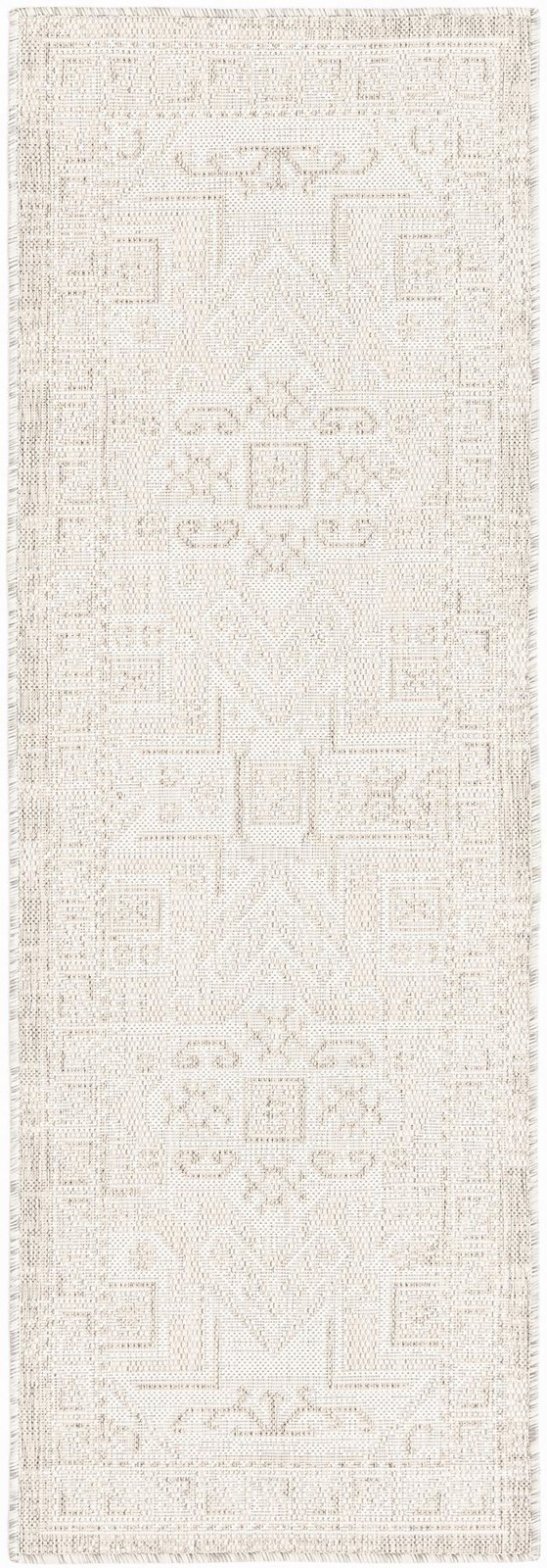 2' x 6' Estuary · Border Outdoor Rug, light gray