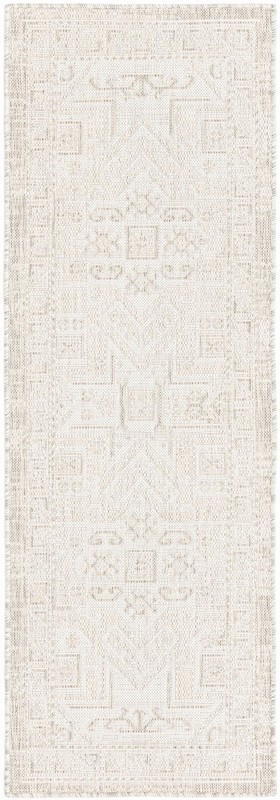 2' x 6' Estuary · Border Outdoor Rug, light gray
