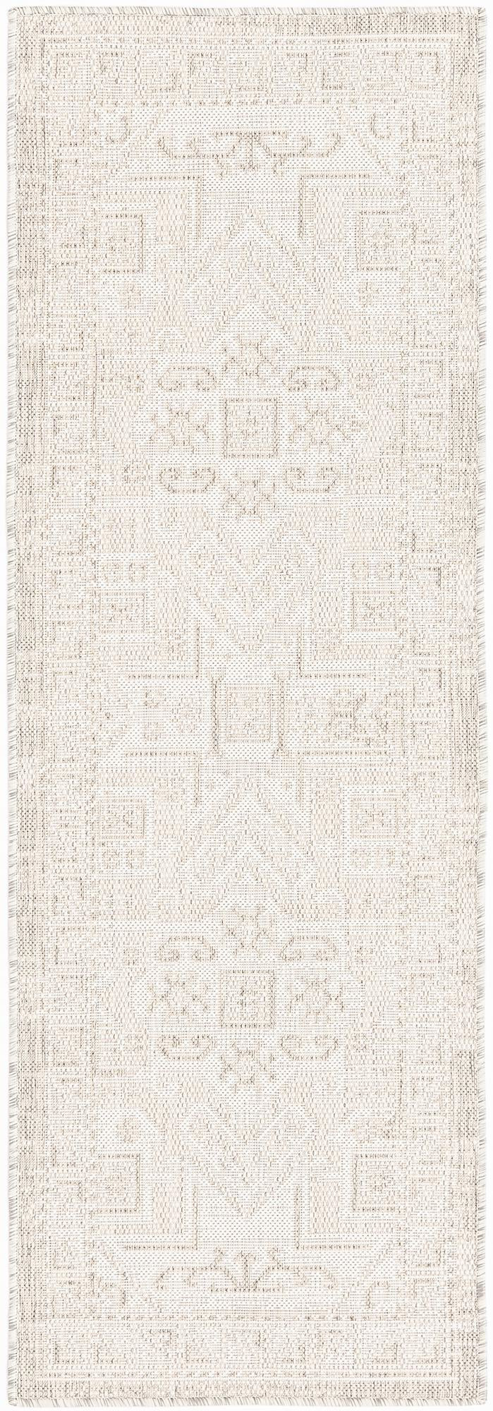 2' x 6' Estuary · Border Outdoor Rug, light gray