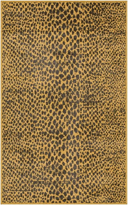 3' 3 x 5' 3 Eureka · Animal print Washable Rug, black and gold