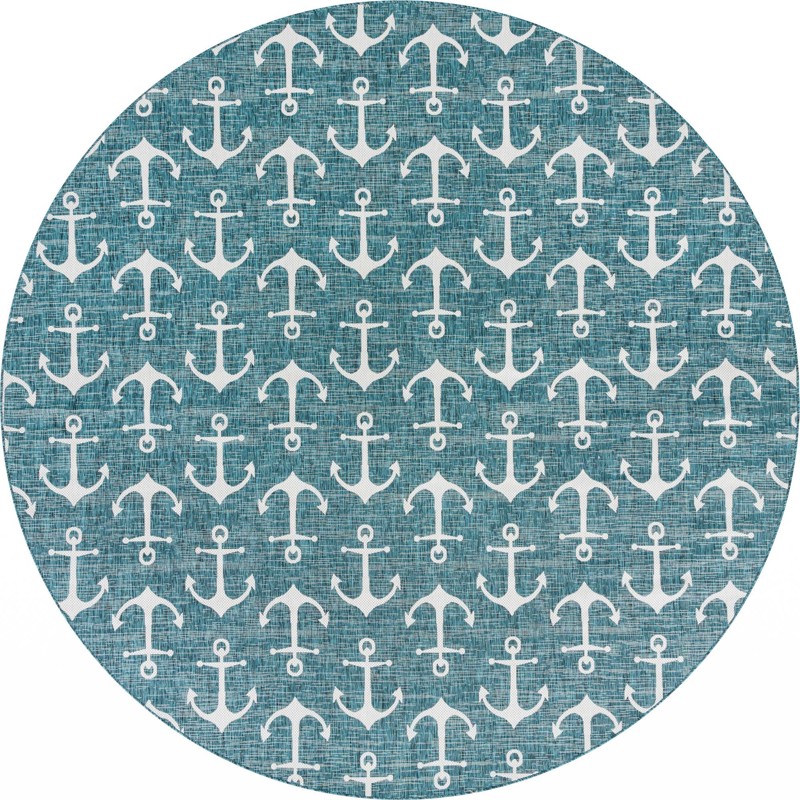 13' x 13' Millbrook · Pictoral Outdoor Rug, teal