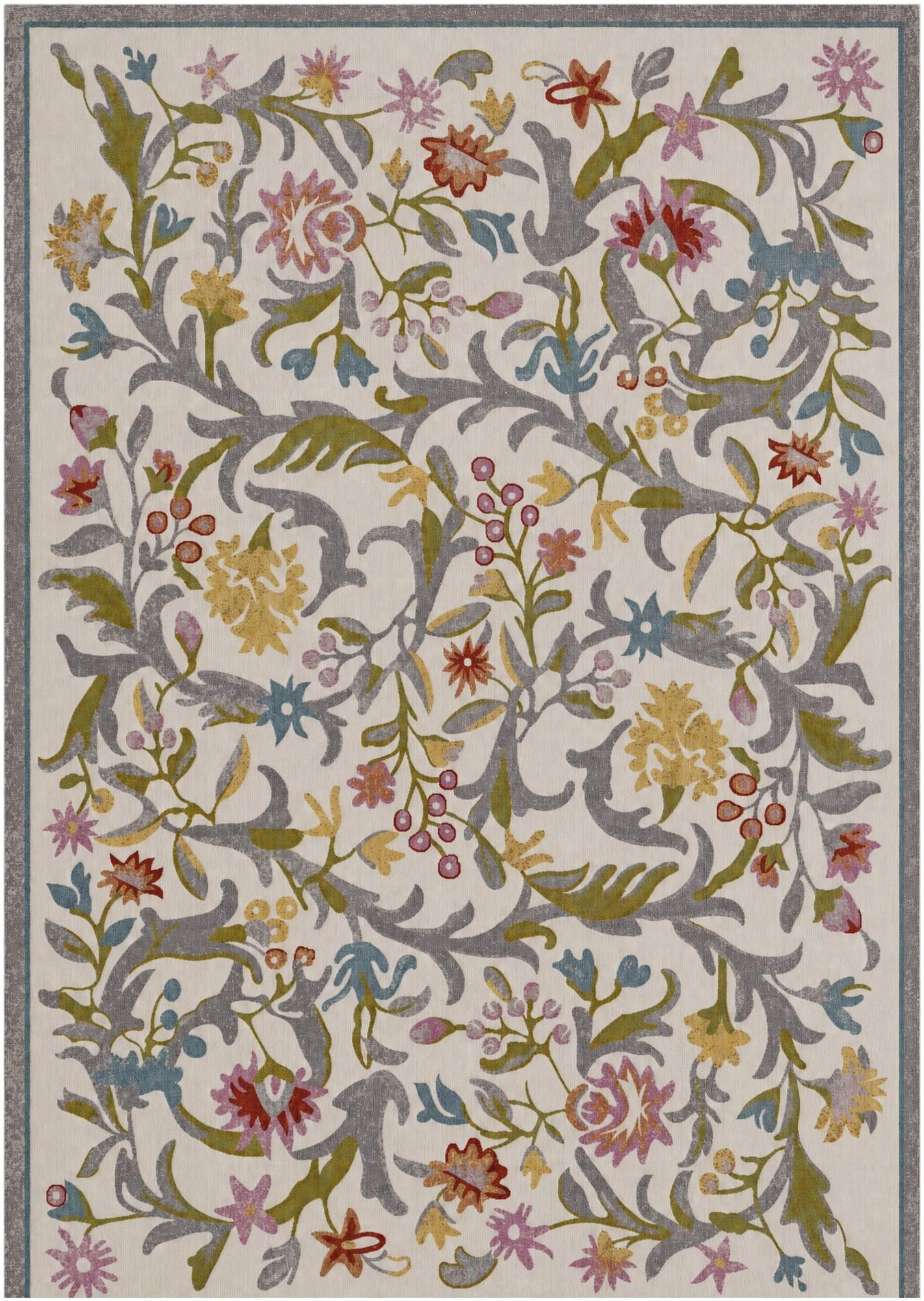 10' x 14' Draper · Floral rug, ivory and multi