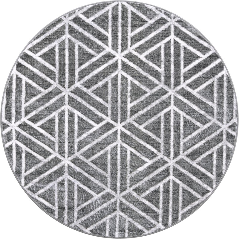 5' x 5' Norwood · Geometric rug, grey